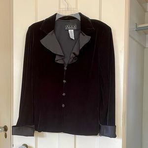 ALEX EVENINGS Black Velvet Formal Evening Jacket